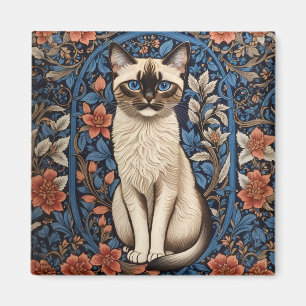 Blue Mit Augen Siamese Cat William Morris Inspirie Magnet