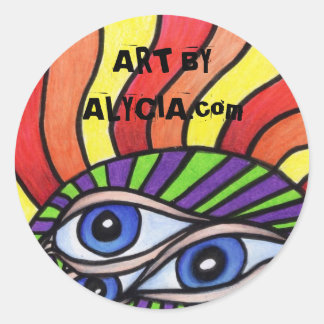 Blue Mit Augen Sun Stickers