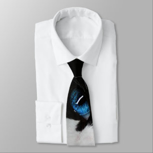 Blue Mit Augen Tuxedo Cat Krawatte