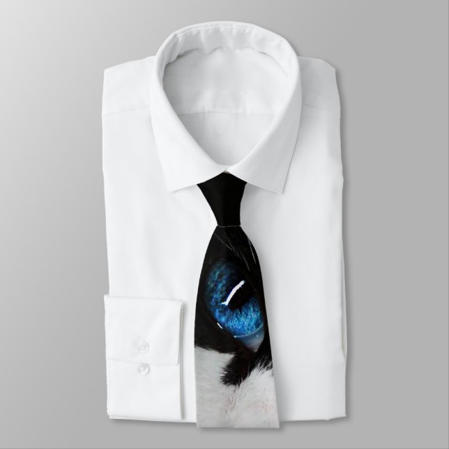 Blue Mit Augen Tuxedo Cat Krawatte (Gebunden)