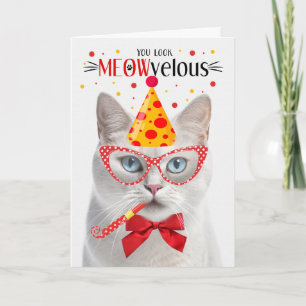 Blue Mit Augen White Cat MEOWvelous Birthday Karte