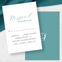 Blue mit Meal Choice Monogram RSVP Cards