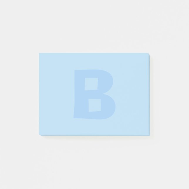 Blue Mit Monogramm Post It Notes Post-it Klebezettel (Vorderseite)