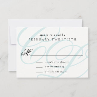 Blue Mit Monogramm Wedding RSVP Cards Karte