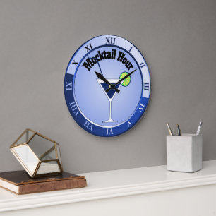 Blue Mocktail Hour Bar Clock Große Wanduhr