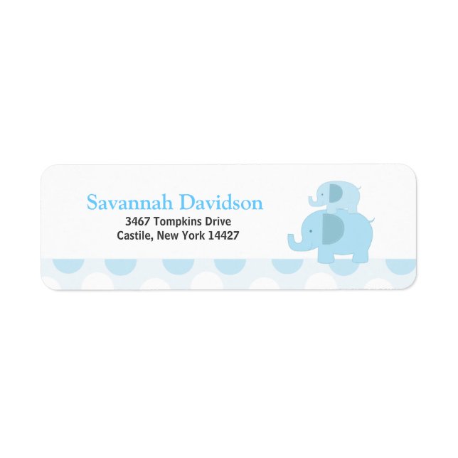 Blue Mod Elephants Custom Address Label (30) (Vorne)