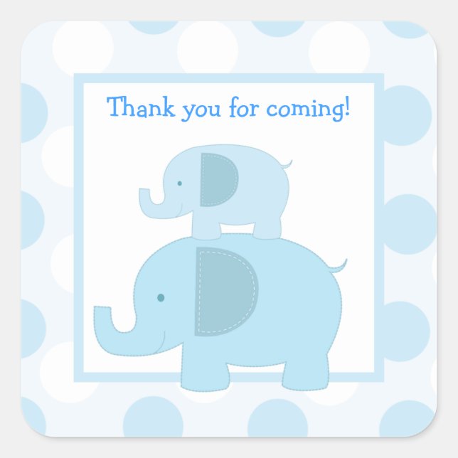 Blue Mod Elephants Square Umschlag Aufkleber 20 (Vorderseite)