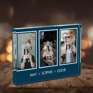 Blue Modern 3 Fotos Vatertag Foto Block