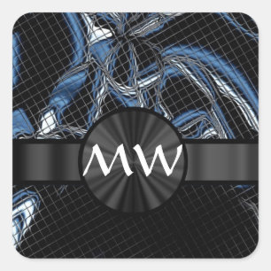 Blue Modern abstrakt Cyborg Quadratischer Aufkleber
