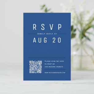 Blue Modern Chic Simple Typografy QR-Code RSVP Karte