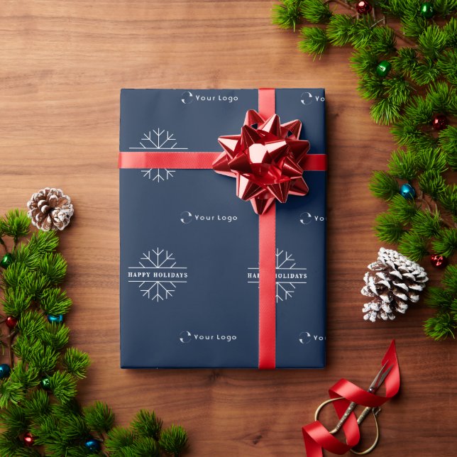 Blue Modern Christmas Business Logo Company Sp Geschenkpapier (Feiertagsgeschenk)
