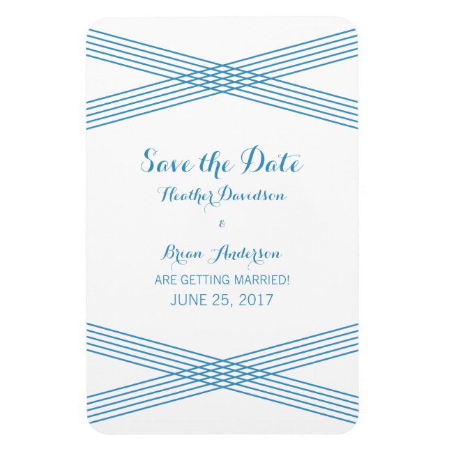 Blue Modern Deko Save the Date Magnet (Vertikal)