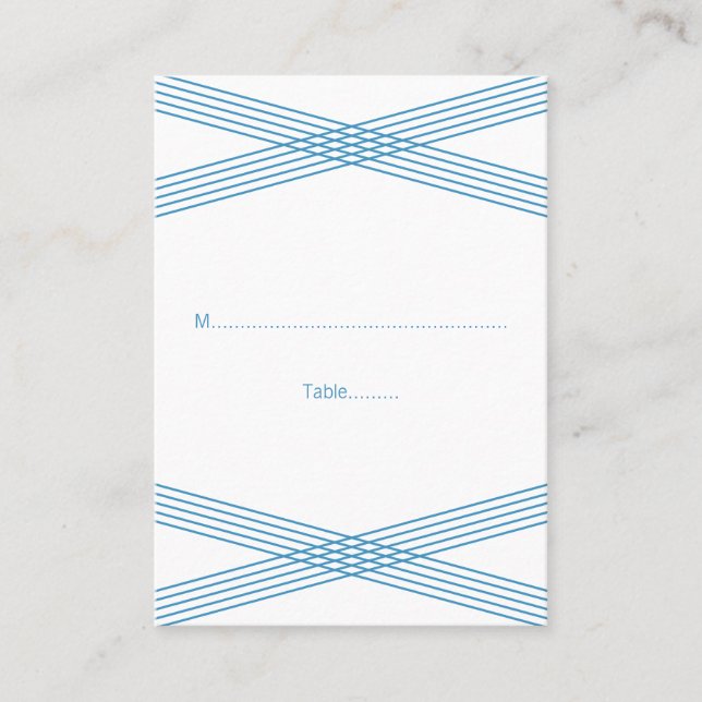 Blue Modern Deko Wedding Platzkarten (Vorderseite)