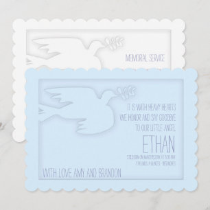 Blue Modern Dove Baby Custom Celebration of Life Einladung