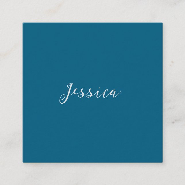 Blue Modern Elegant Plain Simple Professional Name Begleitkarte (Vorderseite)