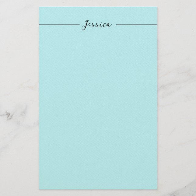 Blue Modern Elegant Plain Simple Professional Name Briefpapier (Vorderseite)