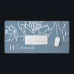 Blue Modern Elegant Wildflower Monogram Name Schreibtischunterlage<br><div class="desc">This monogram name modern elegant boho wildflower pattern would look beautiful in your home,  accessorizing your living space to new a new heightened look. If you would like to personalize this product,  please contact the designer.</div>