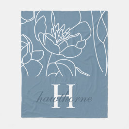 Blue Modern Elegant Wildflower Name Fleecedecke