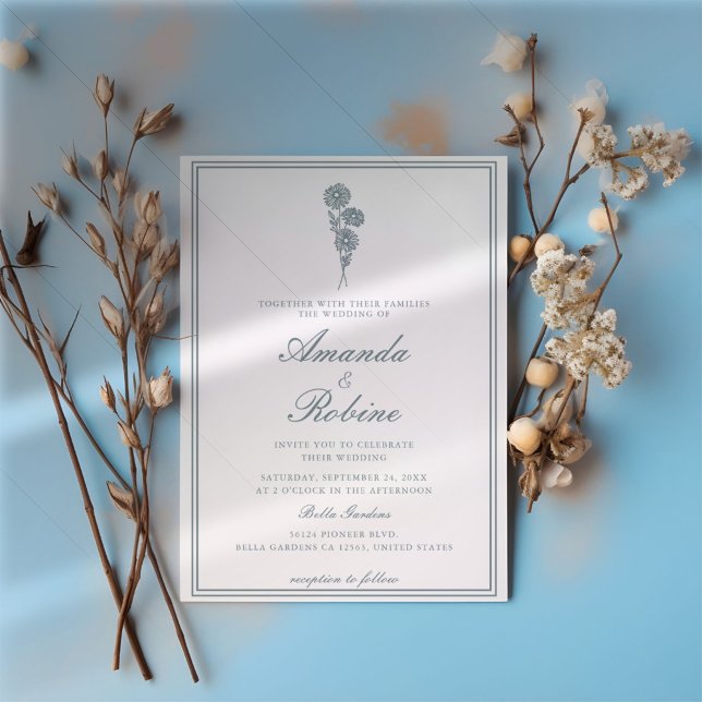 Blue Modern Elegante Hochzeitseinladung Einladung (Von Creator hochgeladen)