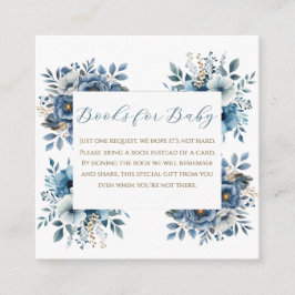 Blue Modern Floral Watercolor Babydusche Begleitkarte