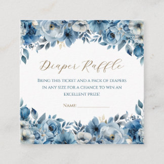 Blue Modern Floral Watercolor Babydusche Begleitkarte