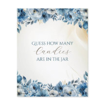 Blue Modern Floral Watercolor Babydusche