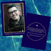 Blue Modern Foto Graduate Abschluss Ankündigung