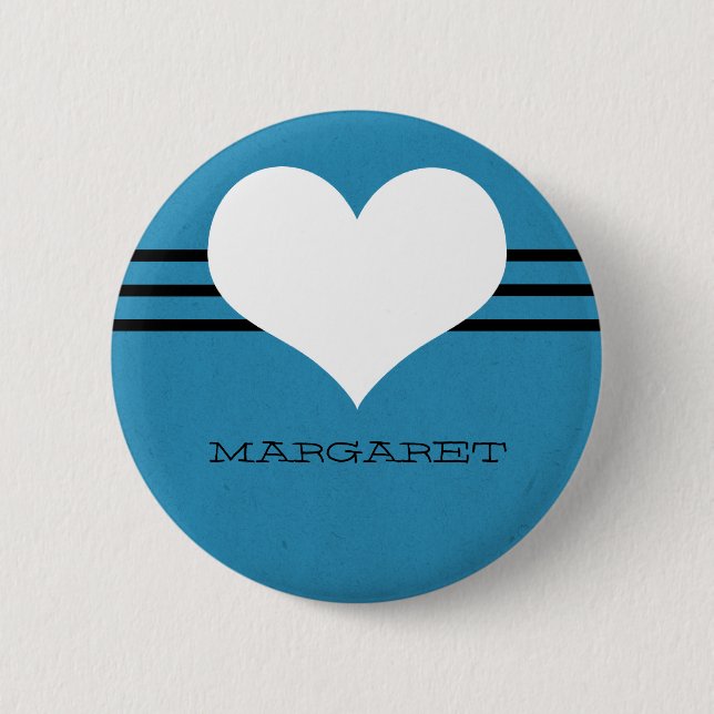 Blue Modern Heart Button (Vorderseite)