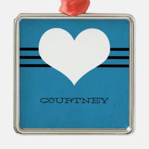 Blue Modern Heart Ornament
