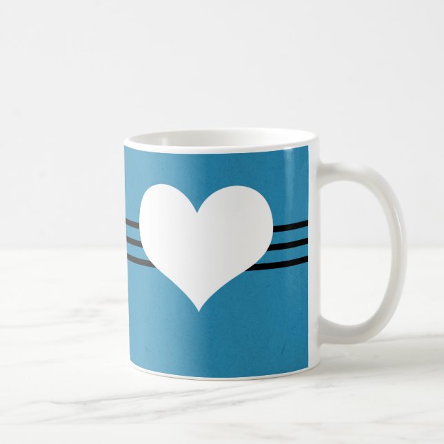Blue Modern Heart Tasse (Rechts)