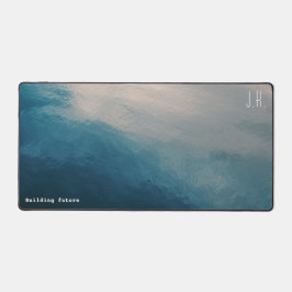 Blue modern minimalist (Custom Text and Initials) Schreibtischunterlage