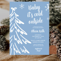 Blue Modern Minimalist Winter Baby Shower