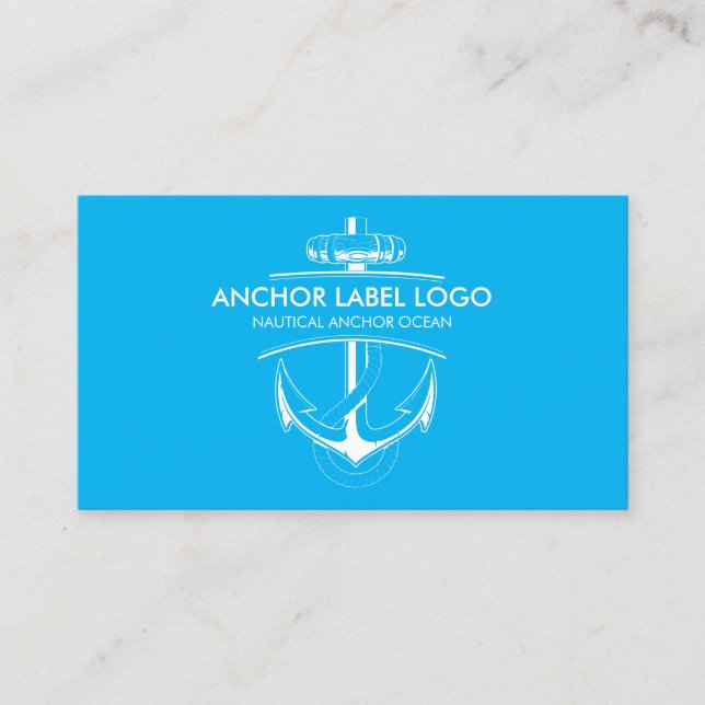 Blue Modern Nautical Anchor Visitenkarte (Vorderseite)