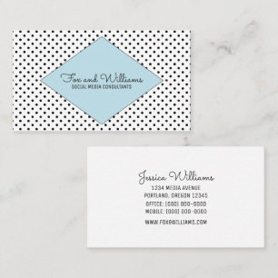 Blue Modern Polka Dots Business Card Visitenkarte