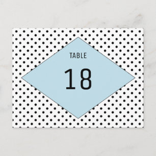 Blue Modern Polka Dots Tischnummer Postcard