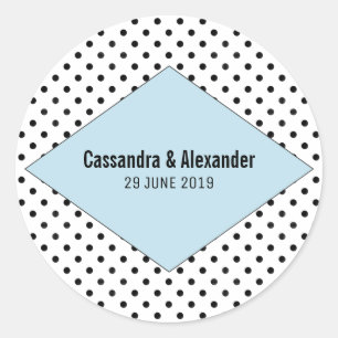 Blue Modern Polka Dots Wedding Runder Aufkleber