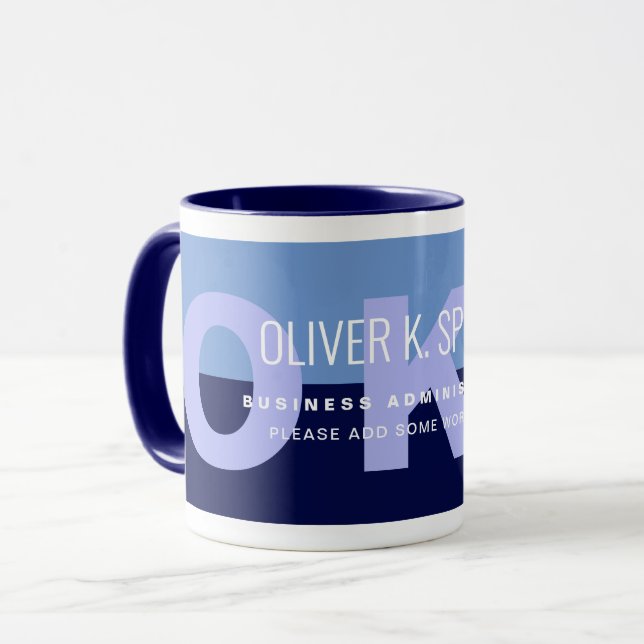 Blue Modern Professionelle Kaffee Tasse mit Namen (Vorderseite Links)