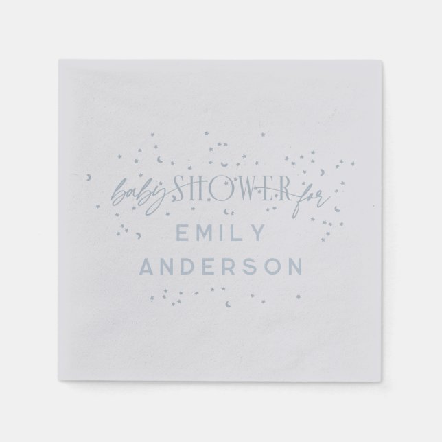 Blue Modern Rainbow and stars Blue Baby Dusche Serviette (Vorderseite)