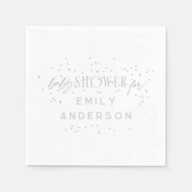 Blue Modern Rainbow and stars White Baby Dusche Serviette (Vorderseite)