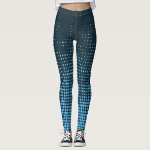 Blue, modern, retro, cool, trendy dot pattern leggings
