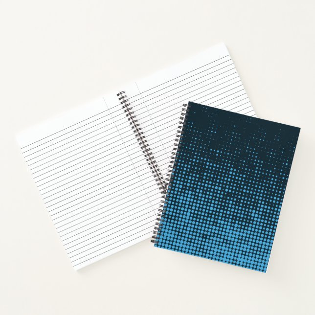 Blue, modern, retro, cool, trendy dot pattern notizbuch (Innenseite)