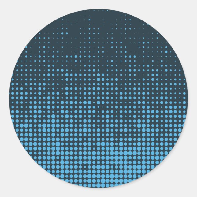 Blue, modern, retro, cool, trendy dot pattern runder aufkleber (Vorderseite)