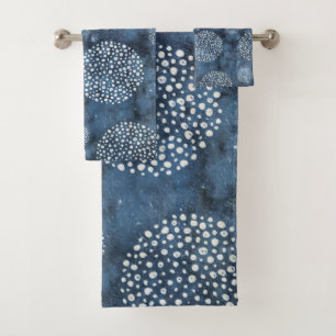 Blue Modern Shibori Indigo Badhandtuch Set