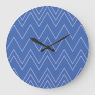 Blue, modern, simple, cool, trendy zigzag pattern große wanduhr