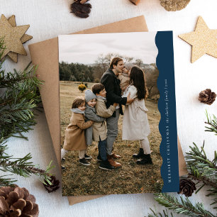 Blue Modern Simple Wavy Zwei Fotos Weihnachten