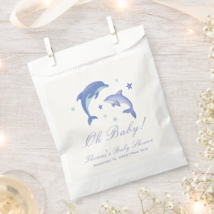 Blue Modern Summer Dolphin Stars Baby Dusche Geschenktütchen