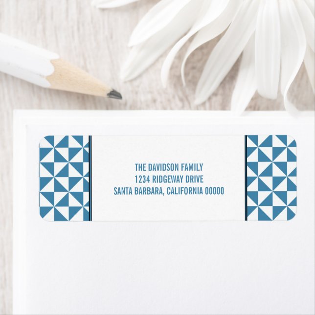 Blue Modern Triangle Holiday Address Labels (Insitu)
