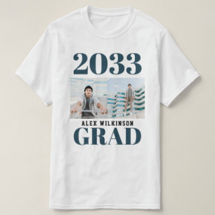Blue Modern Typografy Simple 2 Foto Abschluss T-Shirt