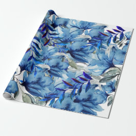 Blue Modern Watercolor Abstrakte Blume Art Geschenkpapier
