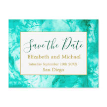 Blue Modern Watercolor QR-Code Save the Date